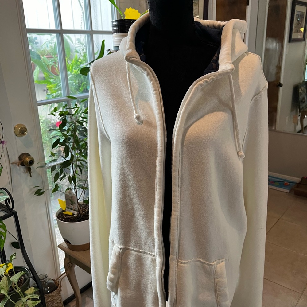 Hollister beige thick hoodie jacket size XL, cotton blend, warm & cozy